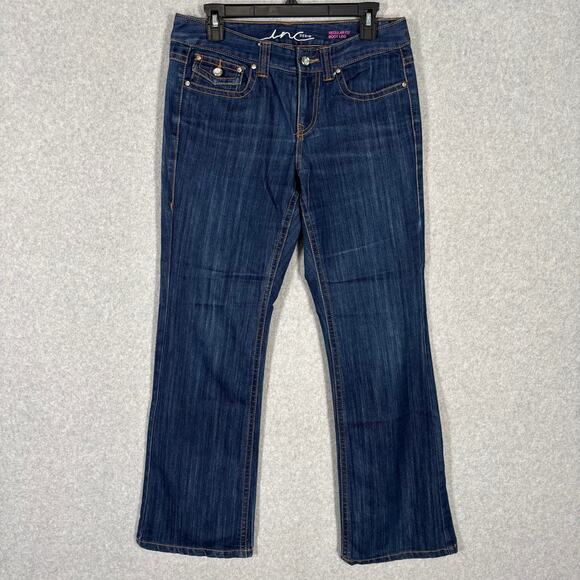 INC‎ Denim Jeans Womens 8 Bootcut Boot Leg Pocket Flap Rhinestone Y2K Western - Picture 2 of 13